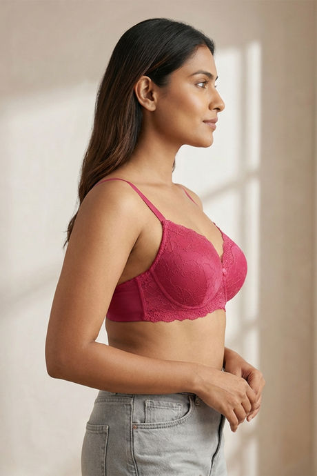 Zivame Padded Non Wired 3/4th Coverage Lace Bra - Love Potion — image 3